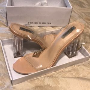 Lucite Clear Transparent heels size 9